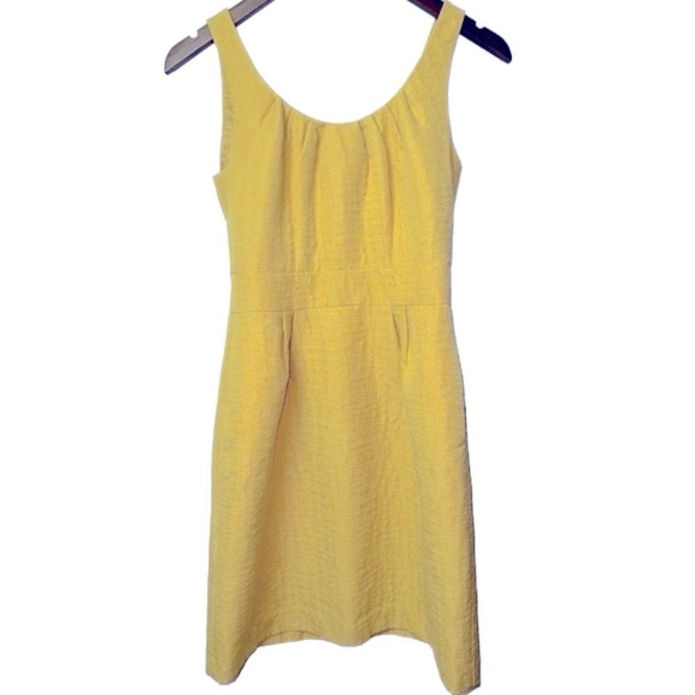 Banana Republic Chartreuse Jacquard Cocktail Sheath Dress Sleeveless Sz 0 - Picture 5 of 9